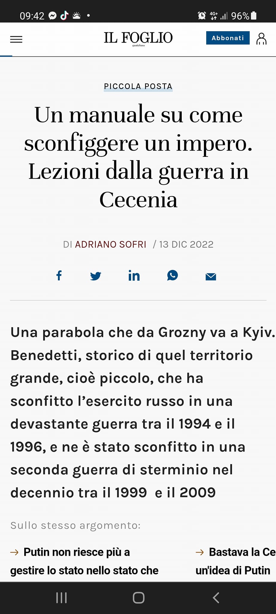 “UN MANUALE SU COME SCONFIGGERE UN IMPERO” – ADRIANO SOFRI PRESENTA “LIBERTÀ O&nbsp;MORTE!”